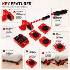 Red Metal Heavy Duty Furniture Mover Set