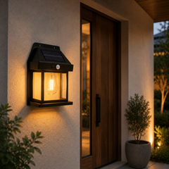 Solar Sensor Wall Lamp Black For Outdoor