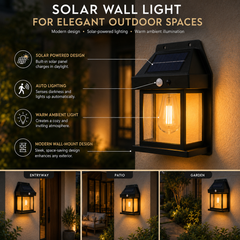 Solar Sensor Wall Lamp Black For Outdoor