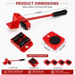 Red Metal Heavy Duty Furniture Mover Set