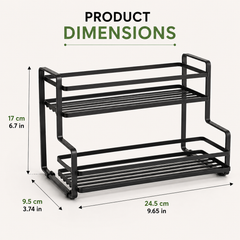 Black Two-Tier Spice Rack for Kitchen Organization