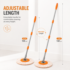Extendable Telescopic Mop With Detachable Microfiber Cloth Head Durable Lightweight Adjustable Practical Choice For Efficient Home And Office Cleaning