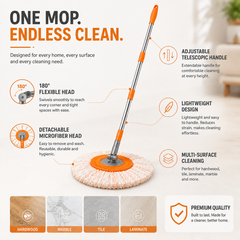 Extendable Telescopic Mop With Detachable Microfiber Cloth Head Durable Lightweight Adjustable Practical Choice For Efficient Home And Office Cleaning